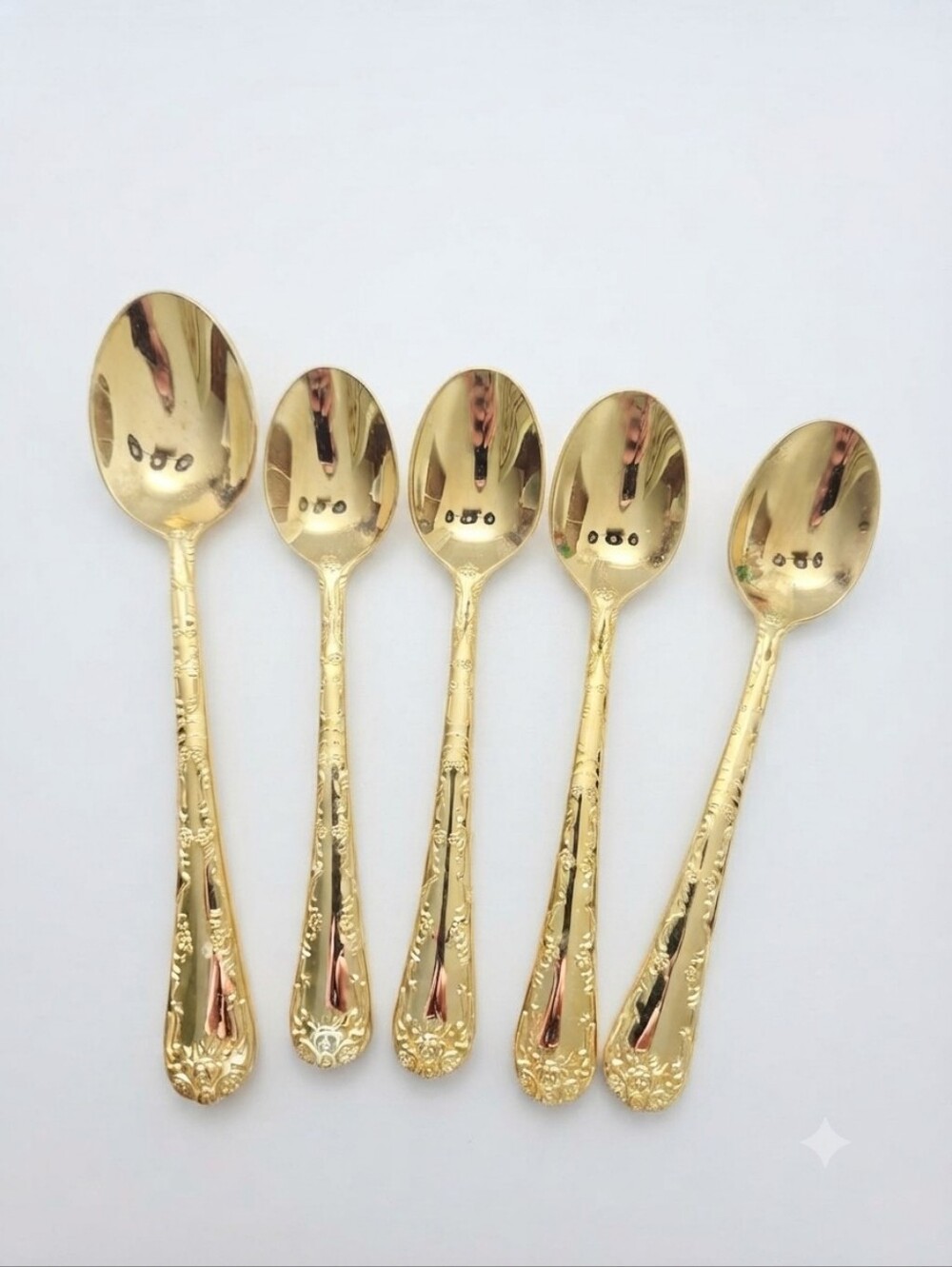 Vintage WM Rogers & Son Enchanted Rose Gold Plated Spoons Set of 5 Floral